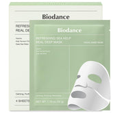 BIODANCE Refreshing Sea kelp Real Deep Mask, Overnight Hydrogel Mask, Calming, Oil & Sebum Control, Blemish Care 1.19oz(34g) x 4ea